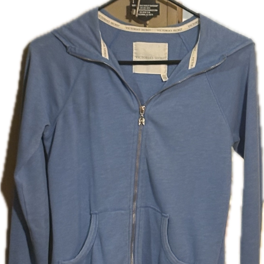 Victoria's Secret Blue Zip-Up Embellished Angel Wings Hoodie Size S